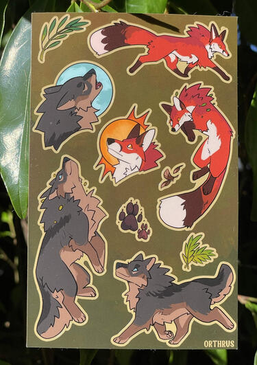 fox wolf stickersheet